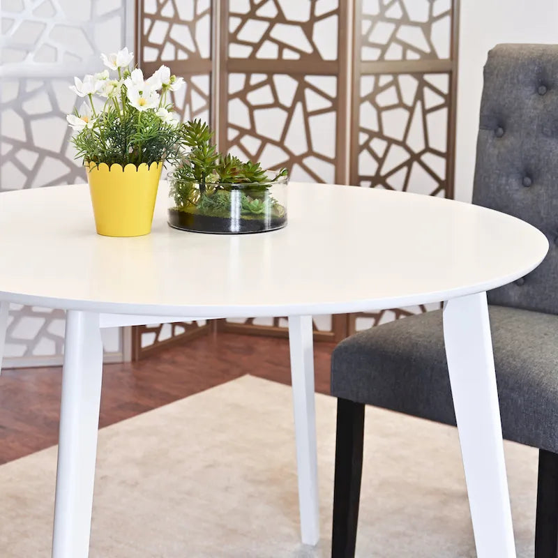 Roundhill Furniture Roma Modern White Round Dining Table