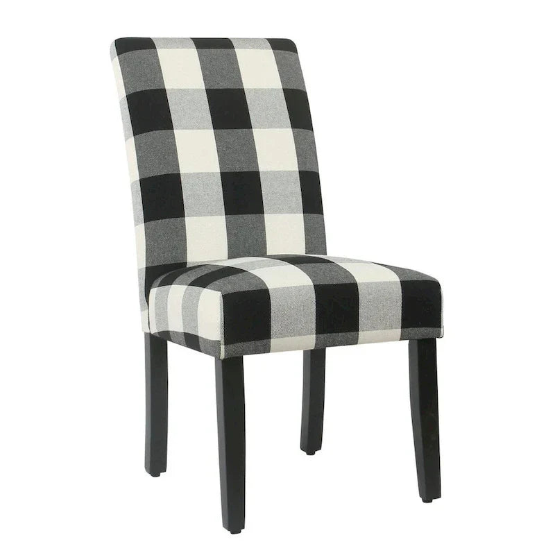 Set of 2 HomePop Black Plaid Parsons Dining Chairs