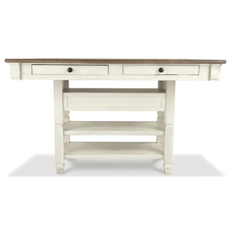 Signature Design by Ashley Bolanburg 7-Piece Counter Height Dining Set in Antique White and Brown