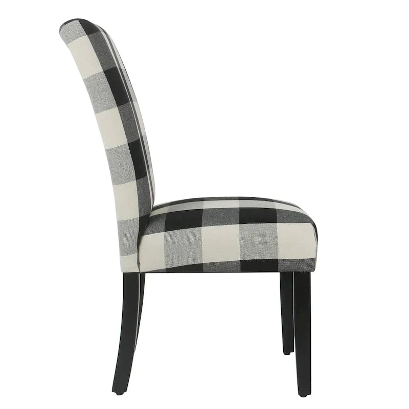 Set of 2 HomePop Black Plaid Parsons Dining Chairs
