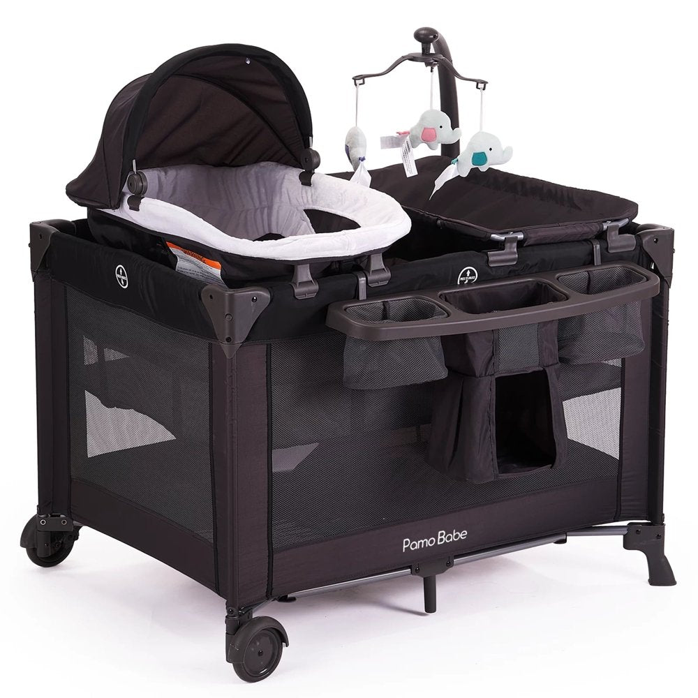 Pamo Babe Unisex Nursery Center Playard with Bassinet, Changing Table & Toys