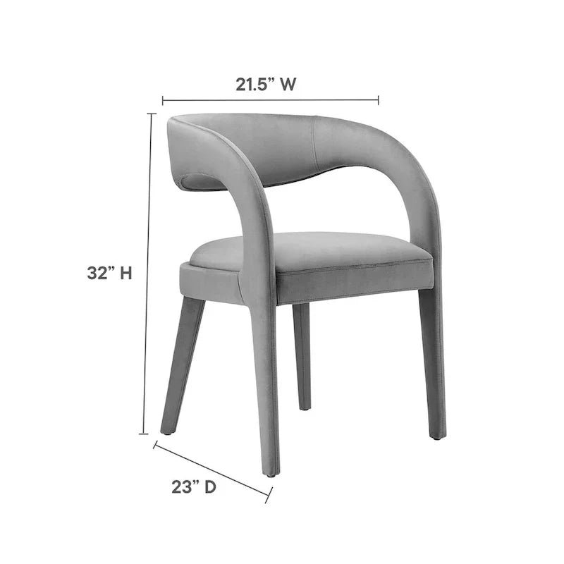 Set of 2 Modern Velvet Dining Chairs Curved Back Upholstered Accent Chairs