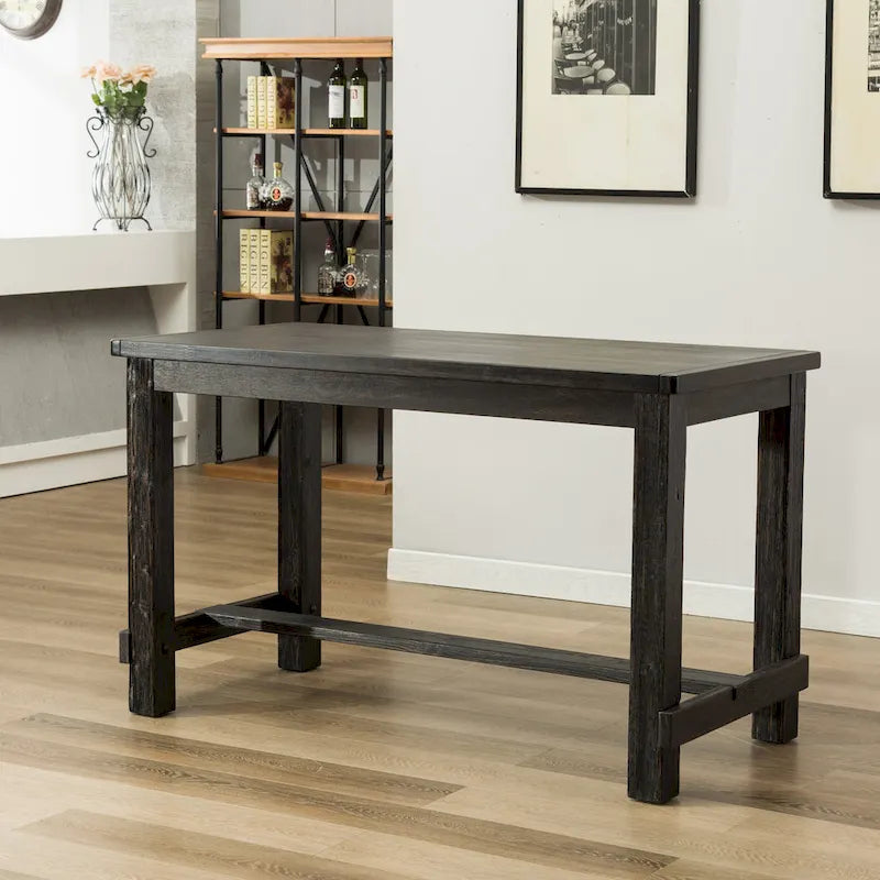 Roundhill Furniture Leviton 5-Piece Counter Height Dining Set in Antique Black Wood Finish