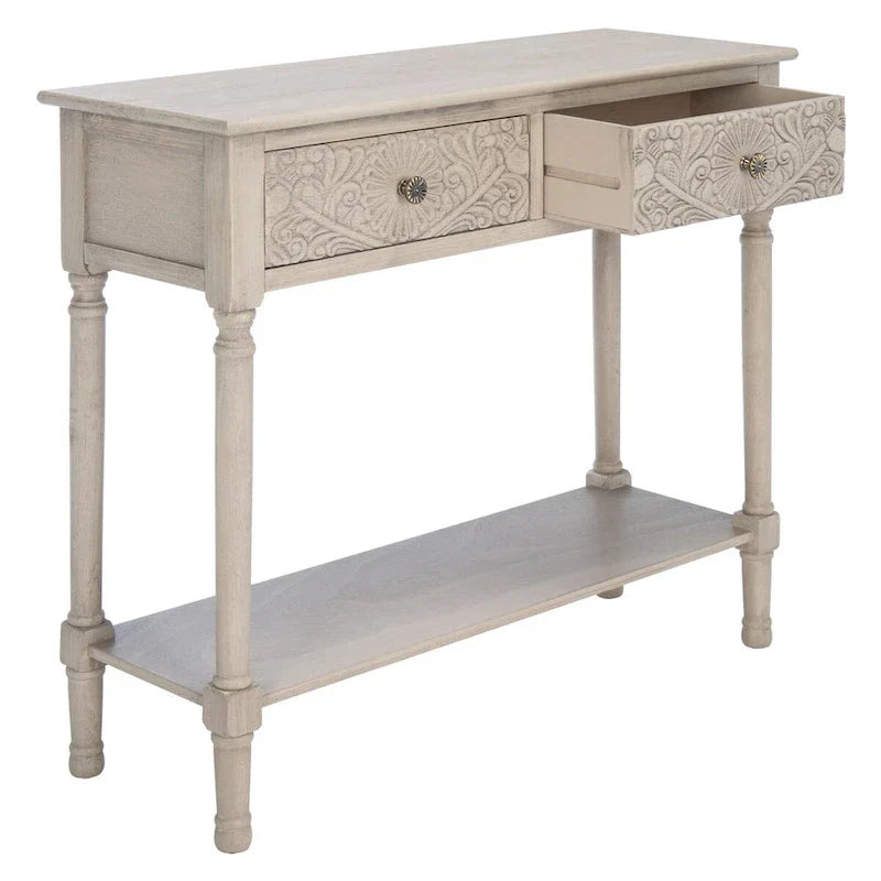 SAFAVIEH Leonia Console Table with 2 Drawers - Dimensions: 35.5" W x 13" L x 29.5" H