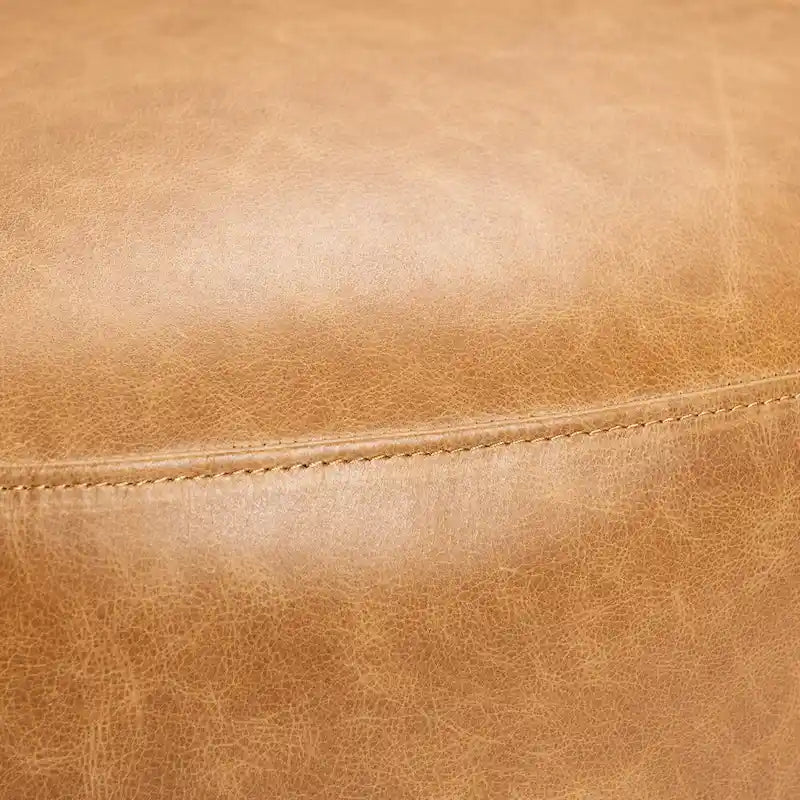 KINWELL Contemporary Genuine Leather Swivel Armchair with Cushion
