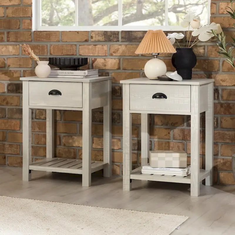 Set of 2 Middlebrook Farmhouse Nightstands with One Drawer