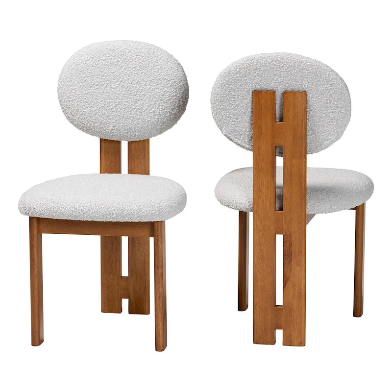 Kacela Contemporary Japandi Boucle Upholstered Wood Dining Chair Set - 2 Pieces