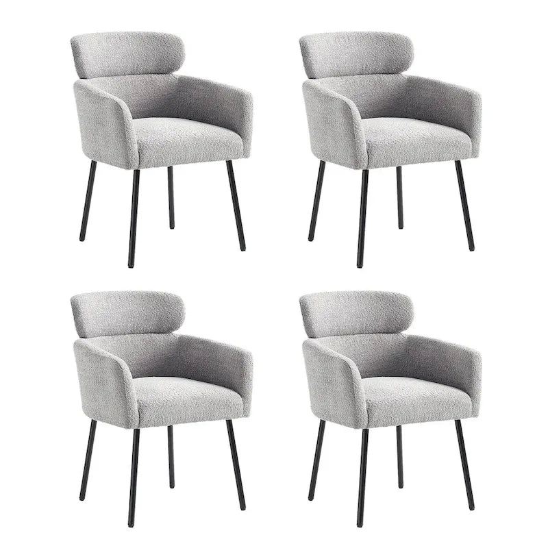 Set of 4 Amos Modern Boucle Dining Chairs with Adjustable Feet by HULALA HOME