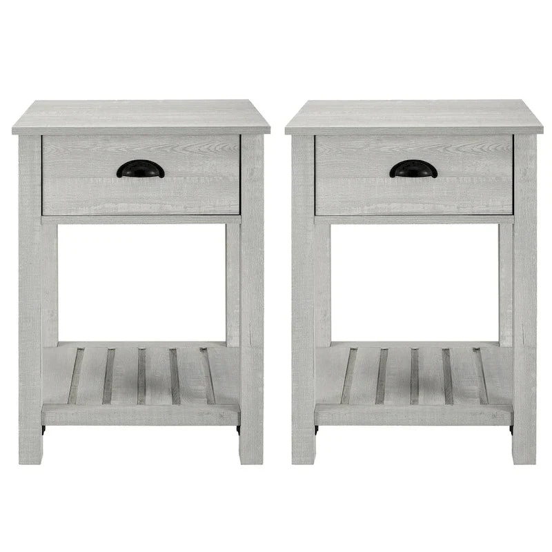 Set of 2 Middlebrook Farmhouse Nightstands with One Drawer