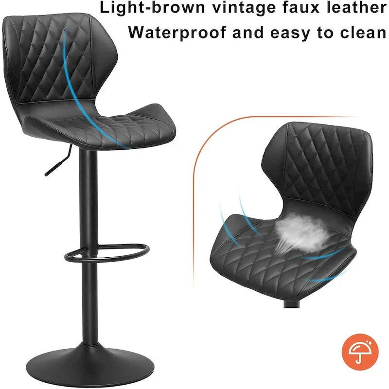 Set of 2 Upholstered Swivel Counter Height Bar Stools
