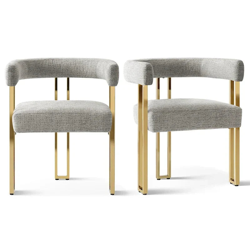 Set of 2 Chenille Upholstered Armchairs