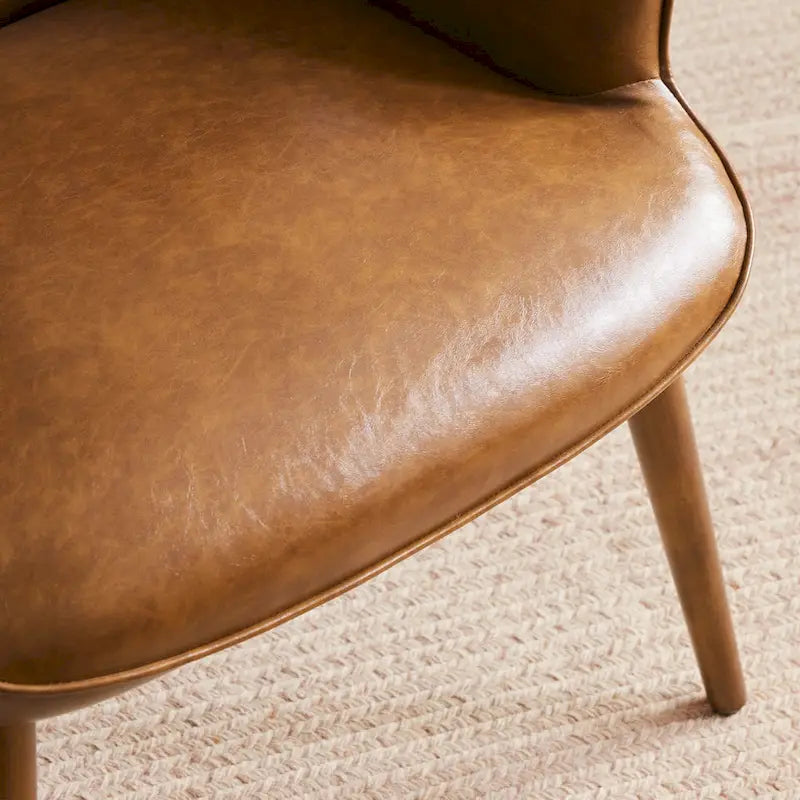Set of 2 High-Back Tufted Accent Chairs in Cream, Brown, and Taupe