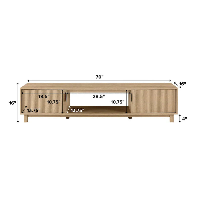 Middlebrook Designs Contemporary 70-Inch TV Stand with Fluted Doors