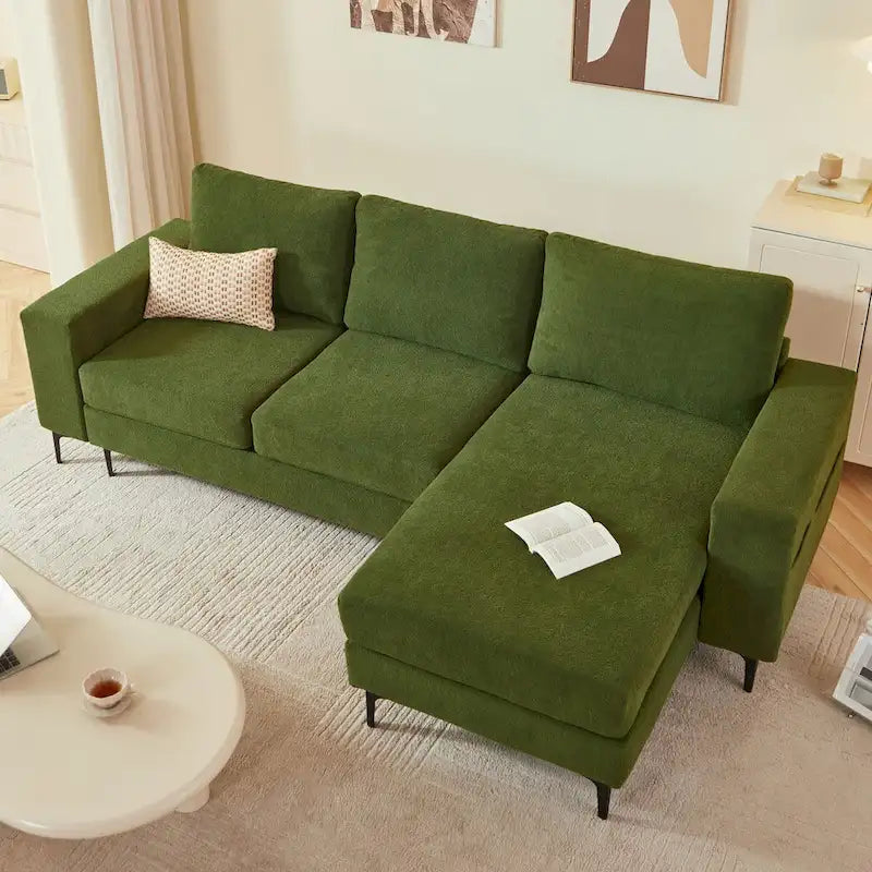 HOOOWOOO L-Shaped Upholstered Sofa with Stylish Metal Legs