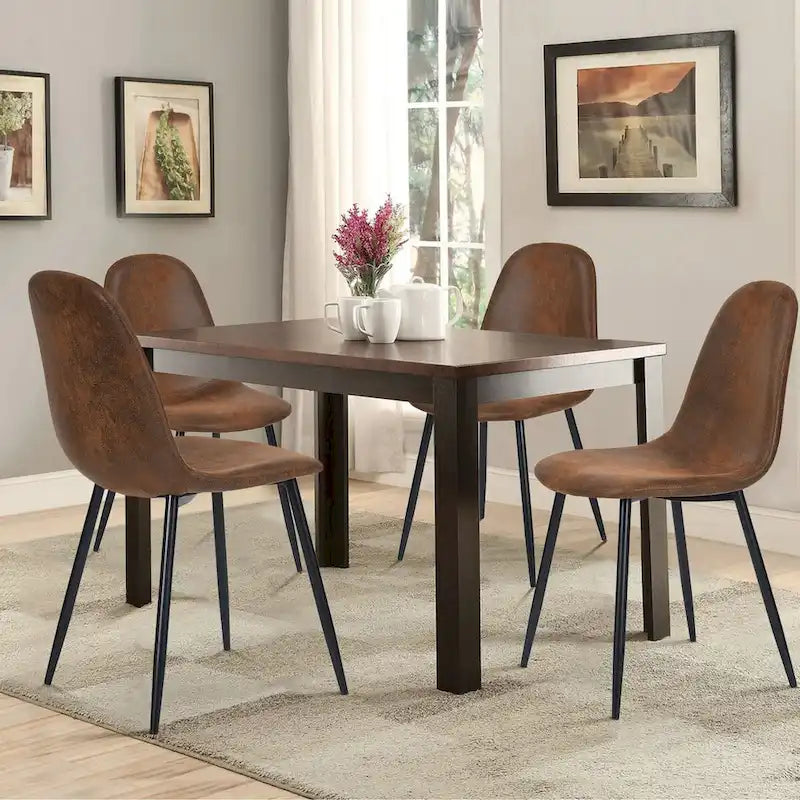 HomyLin Set of 4 Suede Dining Chairs with Black Metal Legs - Stylish Side Accent Chairs