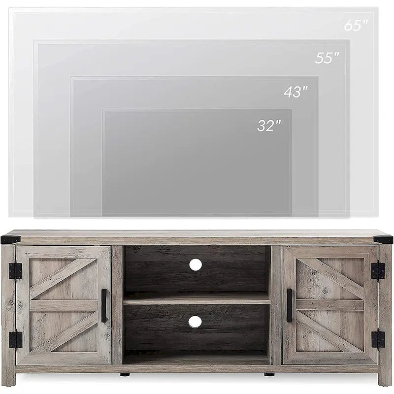 Rustic Farmhouse Barndoor TV Stand - Entertainment Center for TVs up to 70 Inches