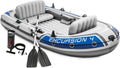 Excursion Inflatable Boat Series: Includes Deluxe 54in Boat Oars and High-Output Pump – SuperTough PVC – Adjustable Seats with Backrest – Fishing Rod Holders – Welded Oar Locks