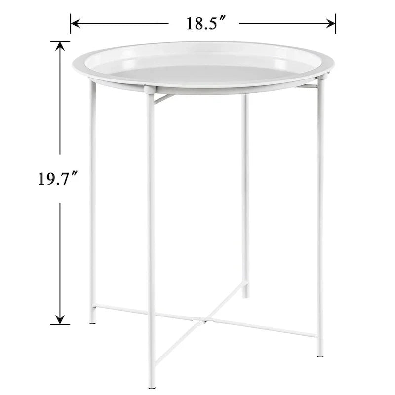 Javlergo Set of 2 Folding Round Steel TV Tray Tables - Compact Side Tables, No Assembly Needed - Dimensions: 18.5 x 18.5 x 19.7 in