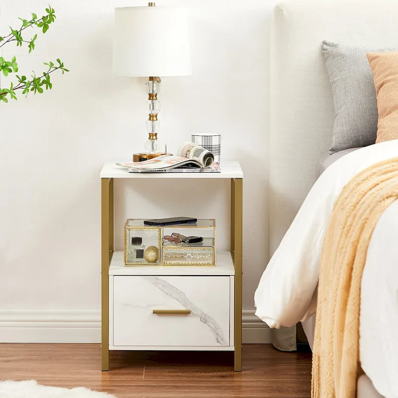Javlergo Set of 2 Modern Square 1-Drawer Nightstands - Stylish End Tables for Bedroom and Living Room