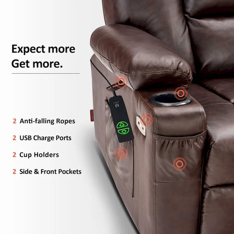 MCombo Compact Power Lift Recliner Chair with Massage and Heat for Seniors, Faux Leather Model 7569