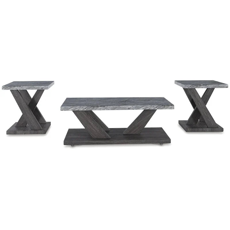 Signature Design by Ashley Bensonale Gray 3-Piece Table Set - Dimensions: 48W x 24D x 18H