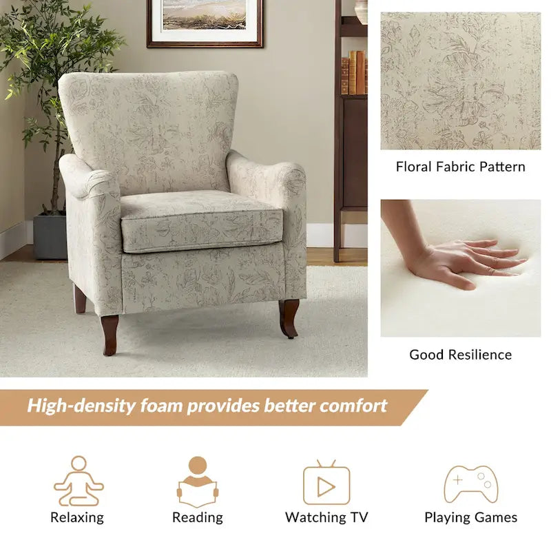Set of 2 Samouel Contemporary Floral Wingback Armchairs by HULALA HOME
