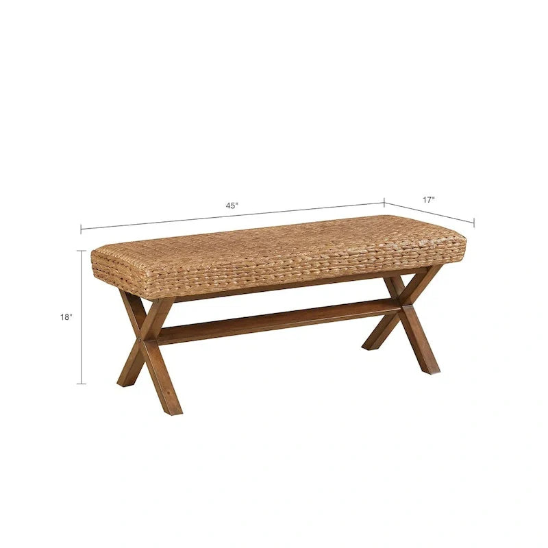 INK+IVY Seadrift Handcrafted Water Hyacinth Accent Bench