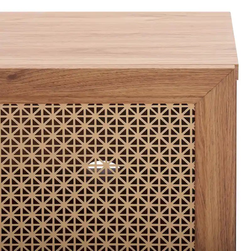SAFAVIEH Micaela 63-Inch 4-Door Media TV Stand - Dimensions: 63.1" W x 16.3" D x 31.7" H