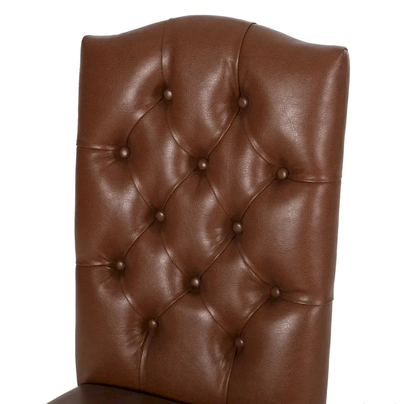 Set of 2 Harriet Modern Tufted Faux Leather Dining Chairs by Christopher Knight Home - Dimensions: 21.5" L x 25.75" W x 41.5" H