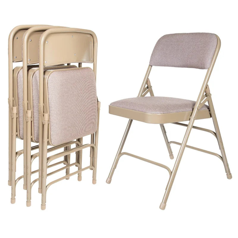 Hampden Furnishings Bernadine Collection Set of 4 Fabric Triple Brace Folding Chairs