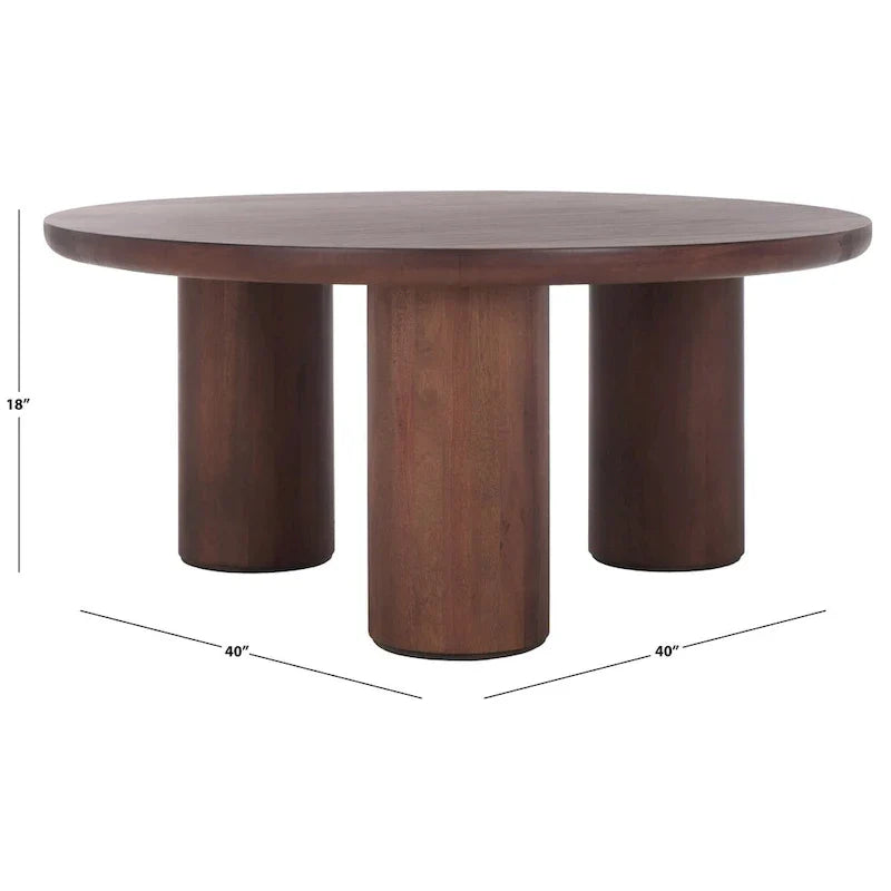 SAFAVIEH Home Mork Round Coffee Table with 3 Legs - 40" W x 40" D x 18" H