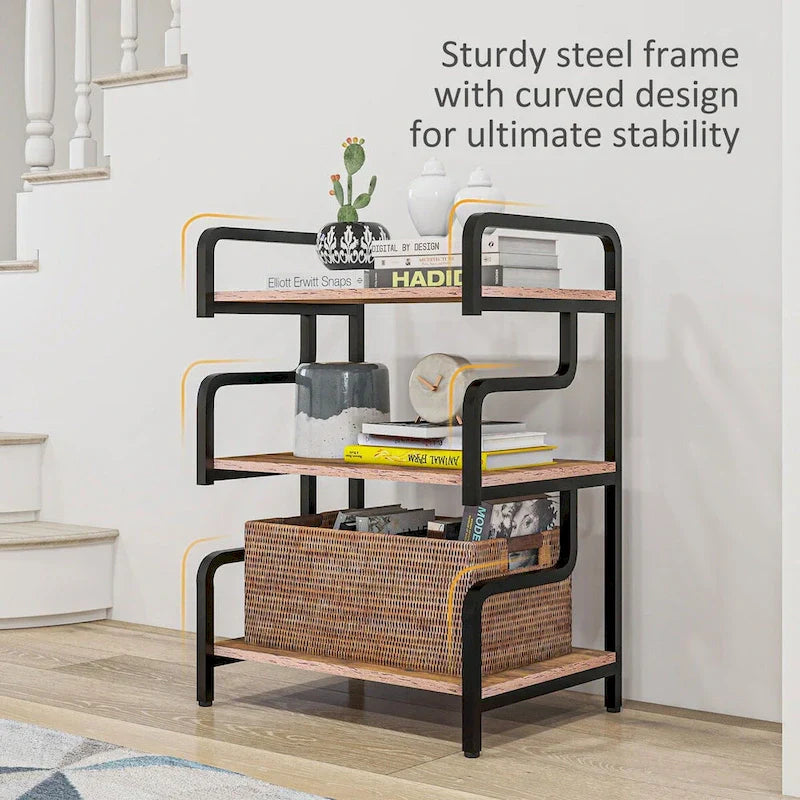 HOMCOM Industrial 3-Tier Printer Stand with Storage - Versatile Metal Rack for Home Office