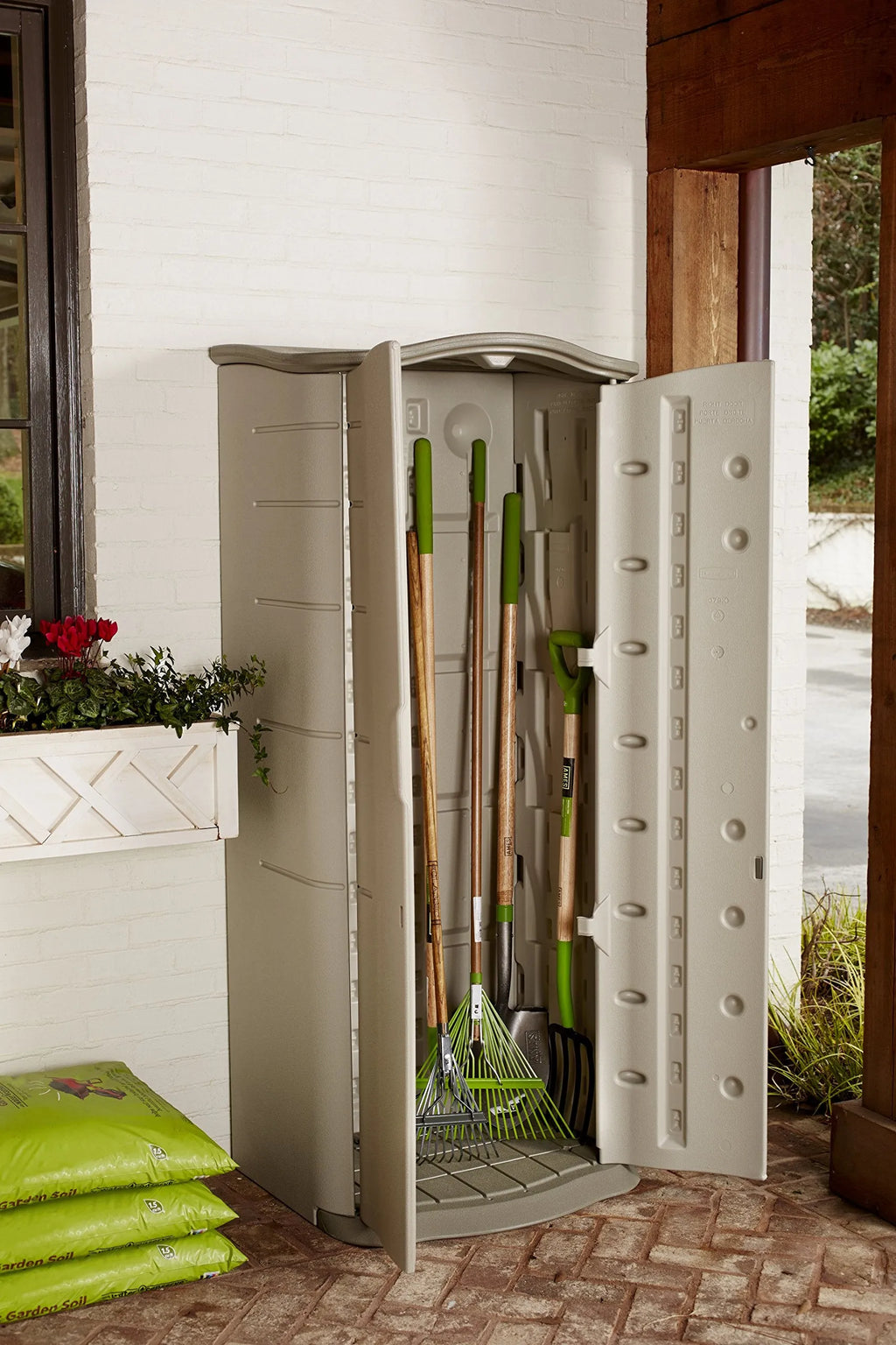 Rubbermaid Vertical Resin Outdoor Storage Shed – Weather-Resistant Plastic Garden Storage Cabinet