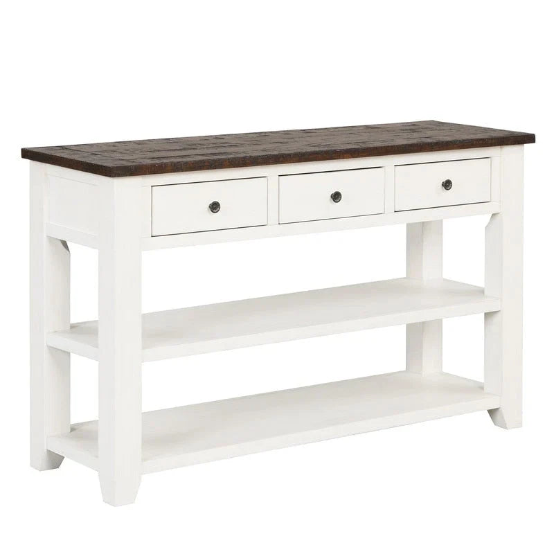 Wood Console Table with 3 Storage Drawers and 2 Shelves