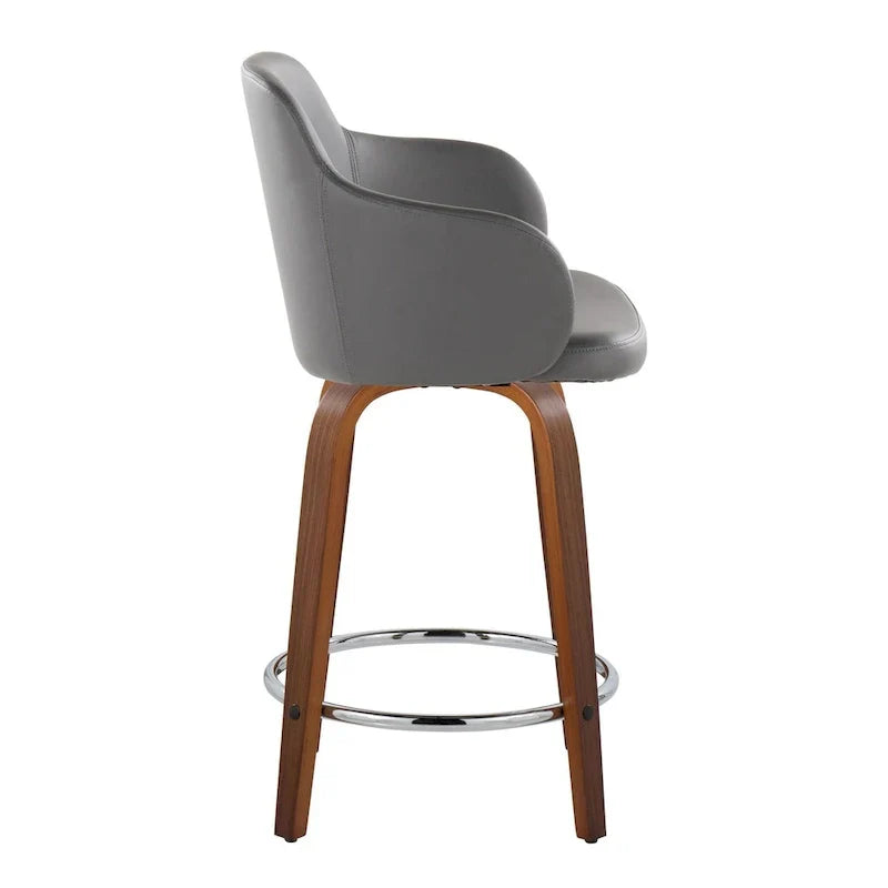 Set of 2 Carson Carrington Iglabo 24-Inch Fixed-Height Counter Stools with Bent Wood Legs and Round Footrest