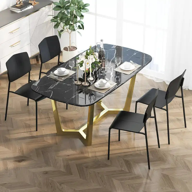 Set of 4 Stackable Dining Chairs with Ergonomic Backrest and Spacious Seat by Gymax