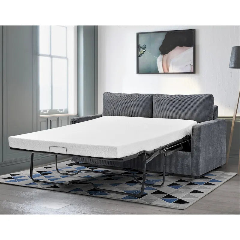 Manchester 70-Inch Square Arm Sofa Bed in Polyester Corduroy