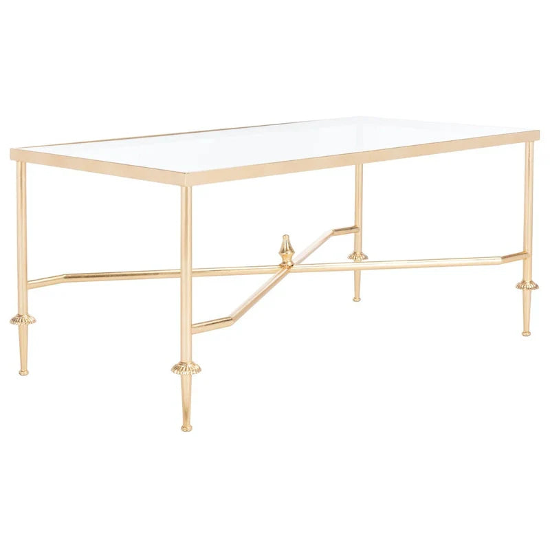 SAFAVIEH Couture Araminta Gold Leaf Coffee Table - Dimensions: 44" W x 24" L x 20.5" H