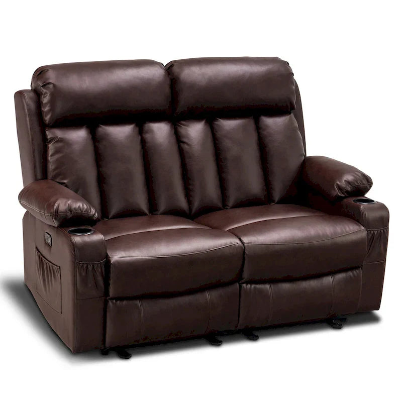MCombo Faux Leather Electric Reclining Sofa with Heat and Massage - Models 6095/6075/6077