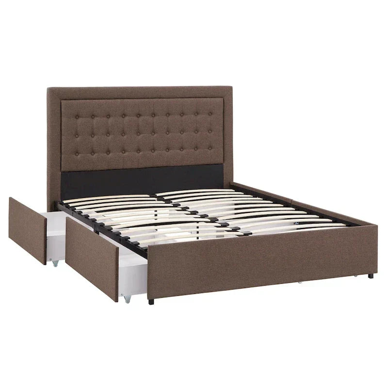 iNSPIRE Q Classic Arlert Tufted Linen Headboard Storage Platform Bed