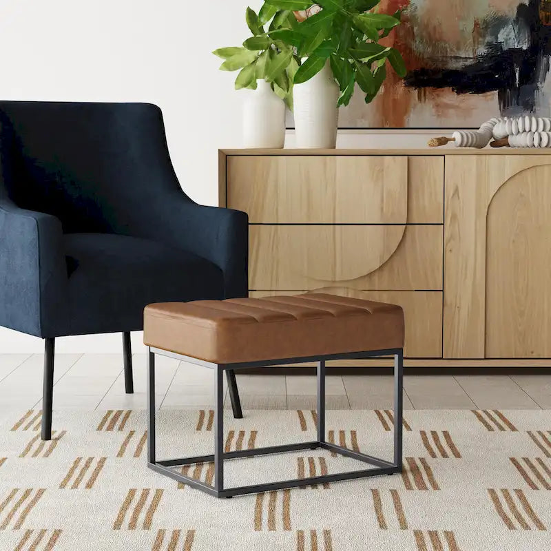 HomePop Theodore Upholstered Ottoman