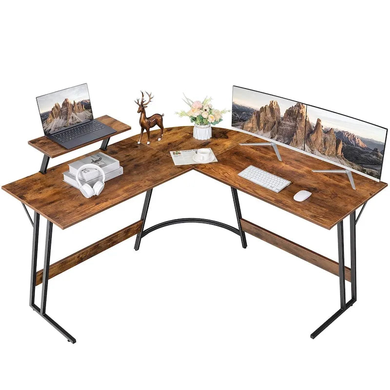 Homall Modern L-Shaped Corner Computer Desk with Accompanying Small Table