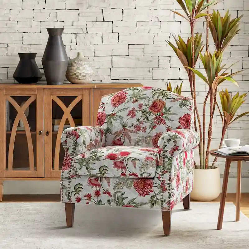 Giampiero Upholstered Wooden Armchair with Nailhead Accents by HULALA HOME