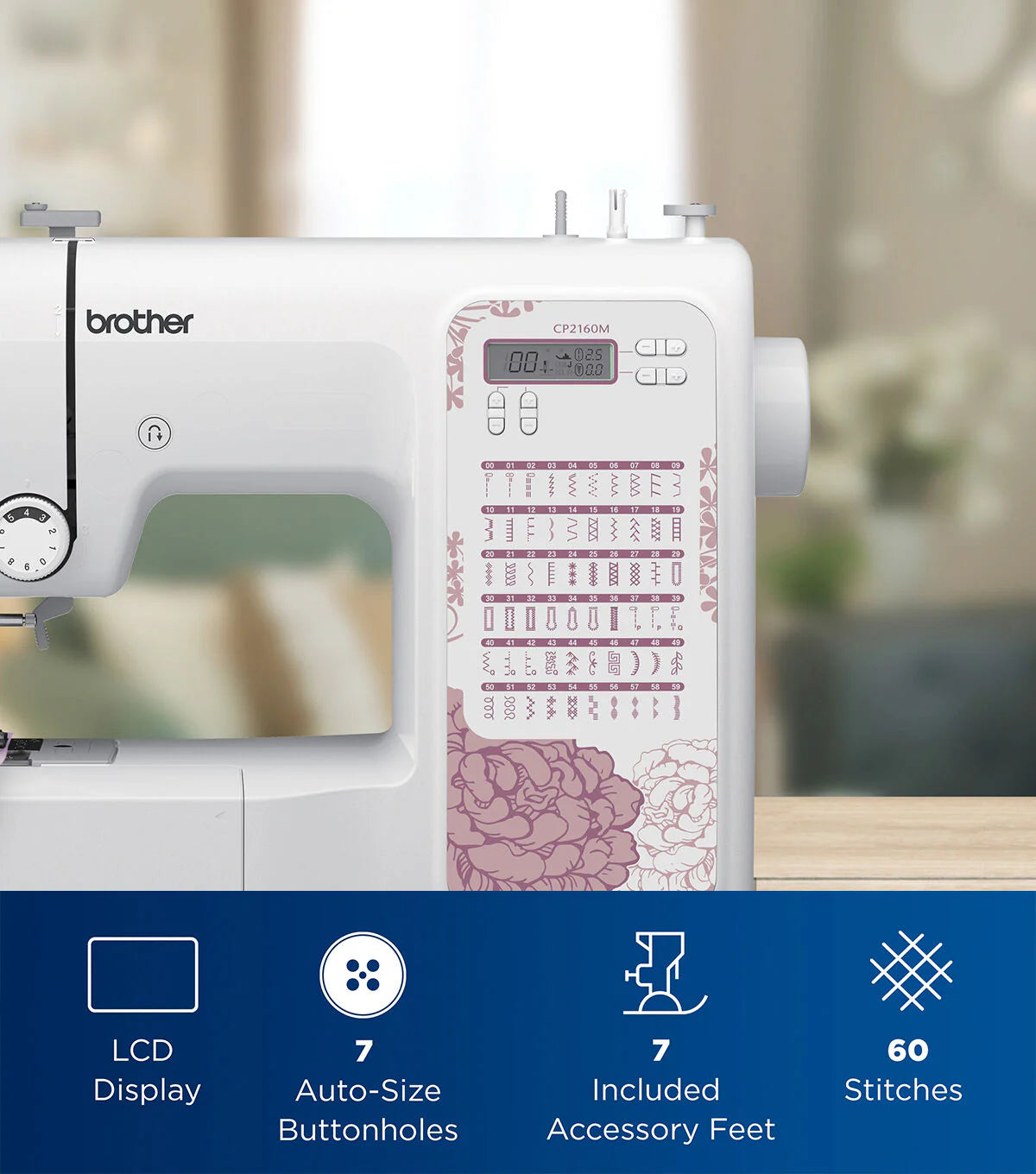 Brother CP2160M Light Mauve Floral Computerized Sewing Machine