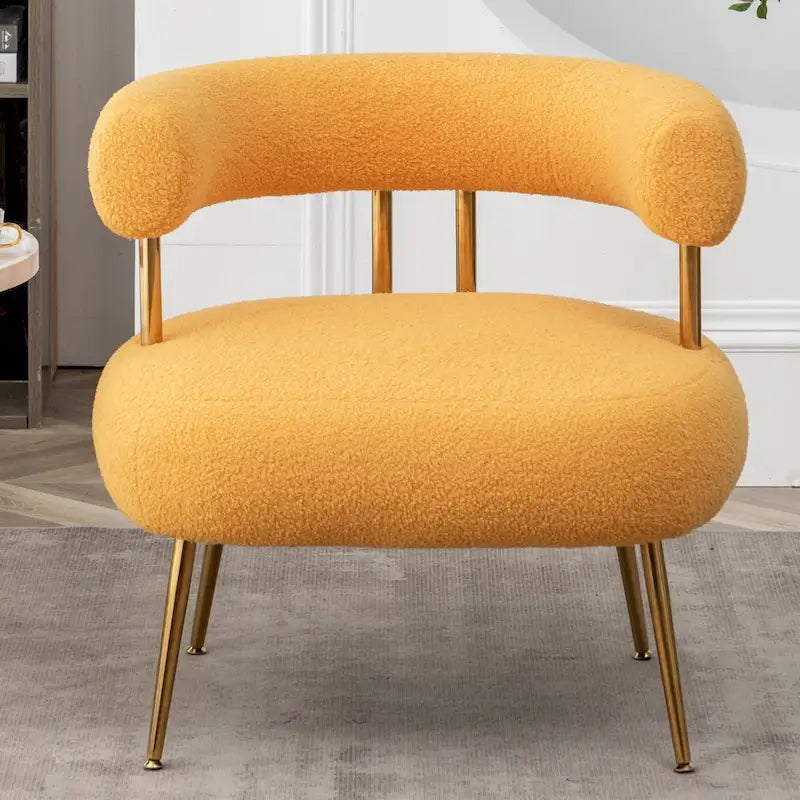 SEYNAR Contemporary Glam Upholstered Open-Back Accent Chair with Gold Legs