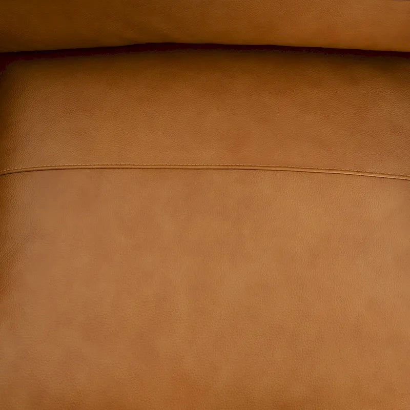 Luxurious Genuine Leather Accent Chair with Goose Feather Cushion, Square Arm Design, and Sturdy Block Legs