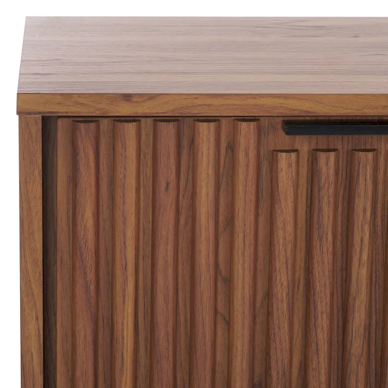 Mid Century TV Stand with Tambour Doors and Storage Drawers
