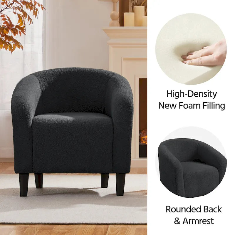 Yaheetech Club Chair Accent Barrel Chair Upholstered Arm Chair