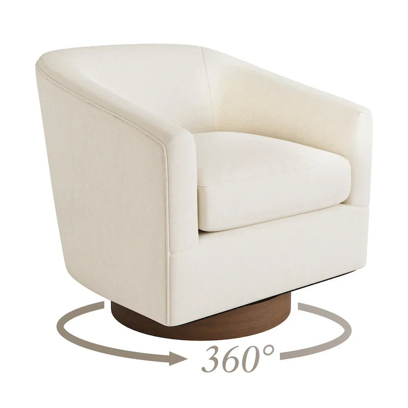 LUE BONA Contemporary Upholstered Wooden Barrel Swivel Accent Chair for Living Room