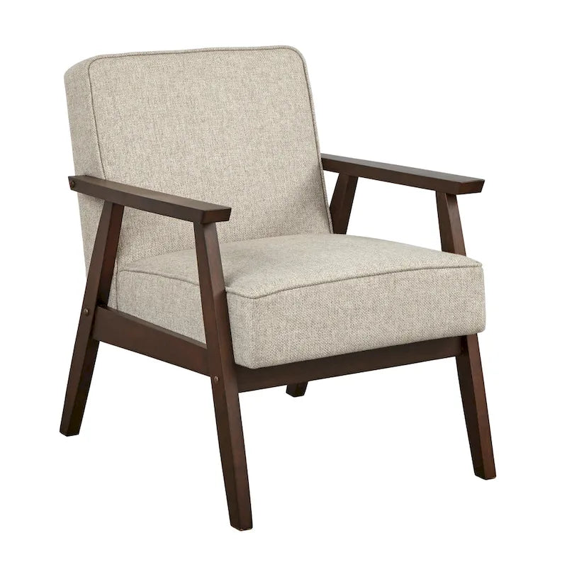 Mid Century Accent Lounge Chair with Cushioned Seat and Wooden Frame
